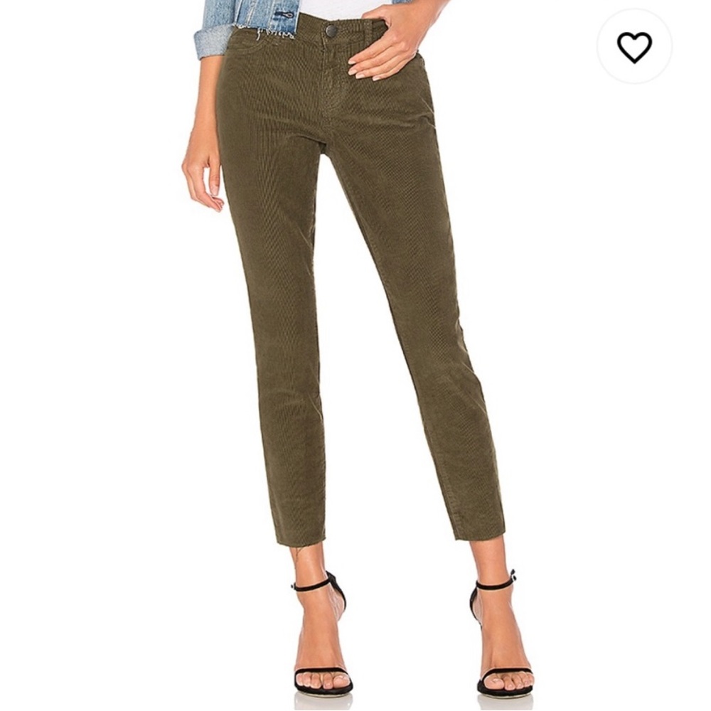 CURRENT/ELLIOT  Pants - Raw Hem Olive Green Skinny Corduroy Pant